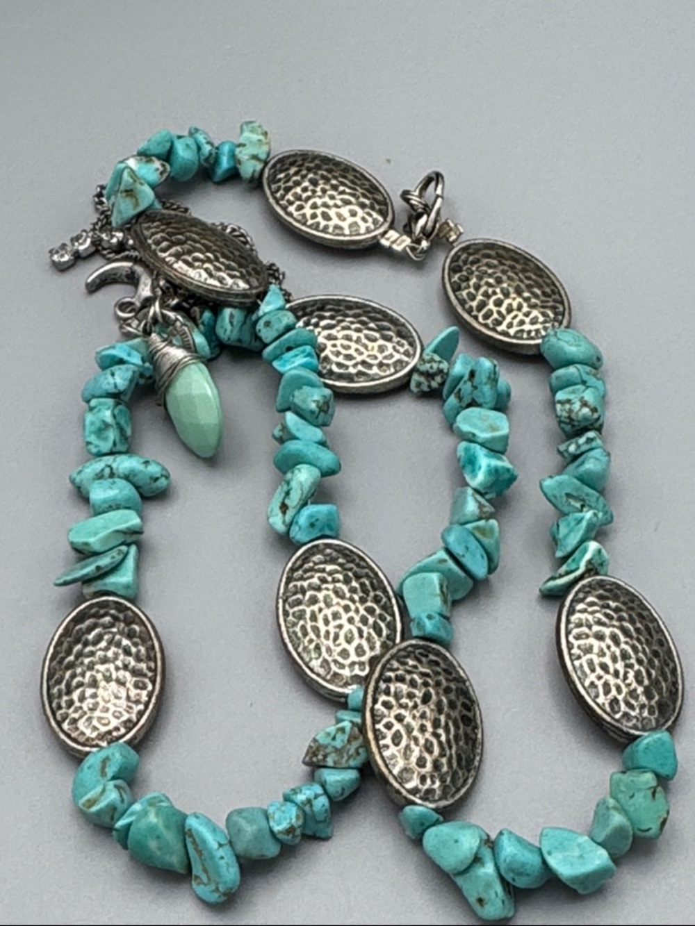 Turquoise Chip Bead Necklace with Silver Tone Accents - Picture 6 of 6